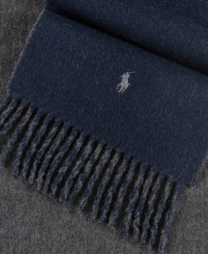 Polo Ralph Lauren Men's Classic Wool Blend Reversible Scarf - Navy/Charcoal