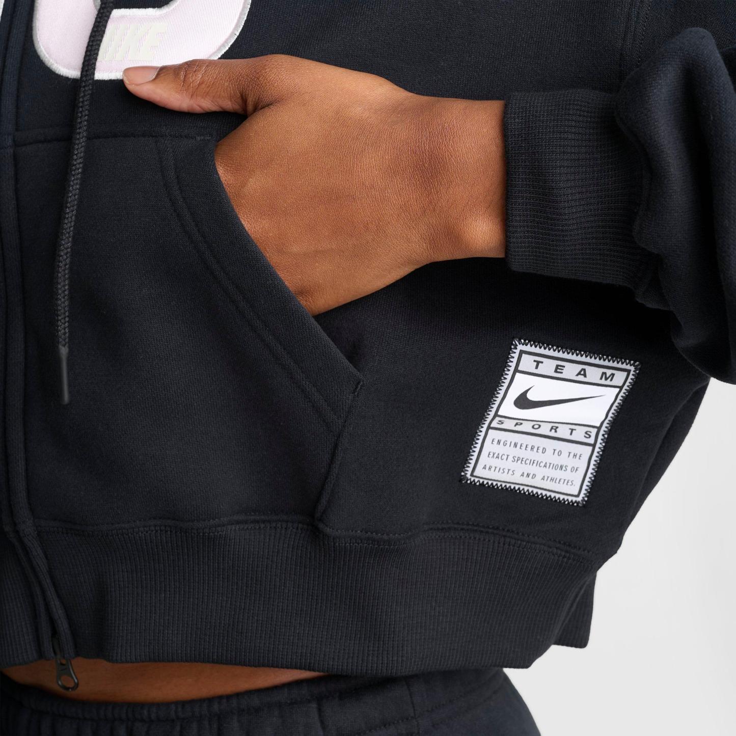 Women's Nithtke Studio Fleece Medium-Weight "90" Oversized Cropped Full-Zip Sweatshirt - Black