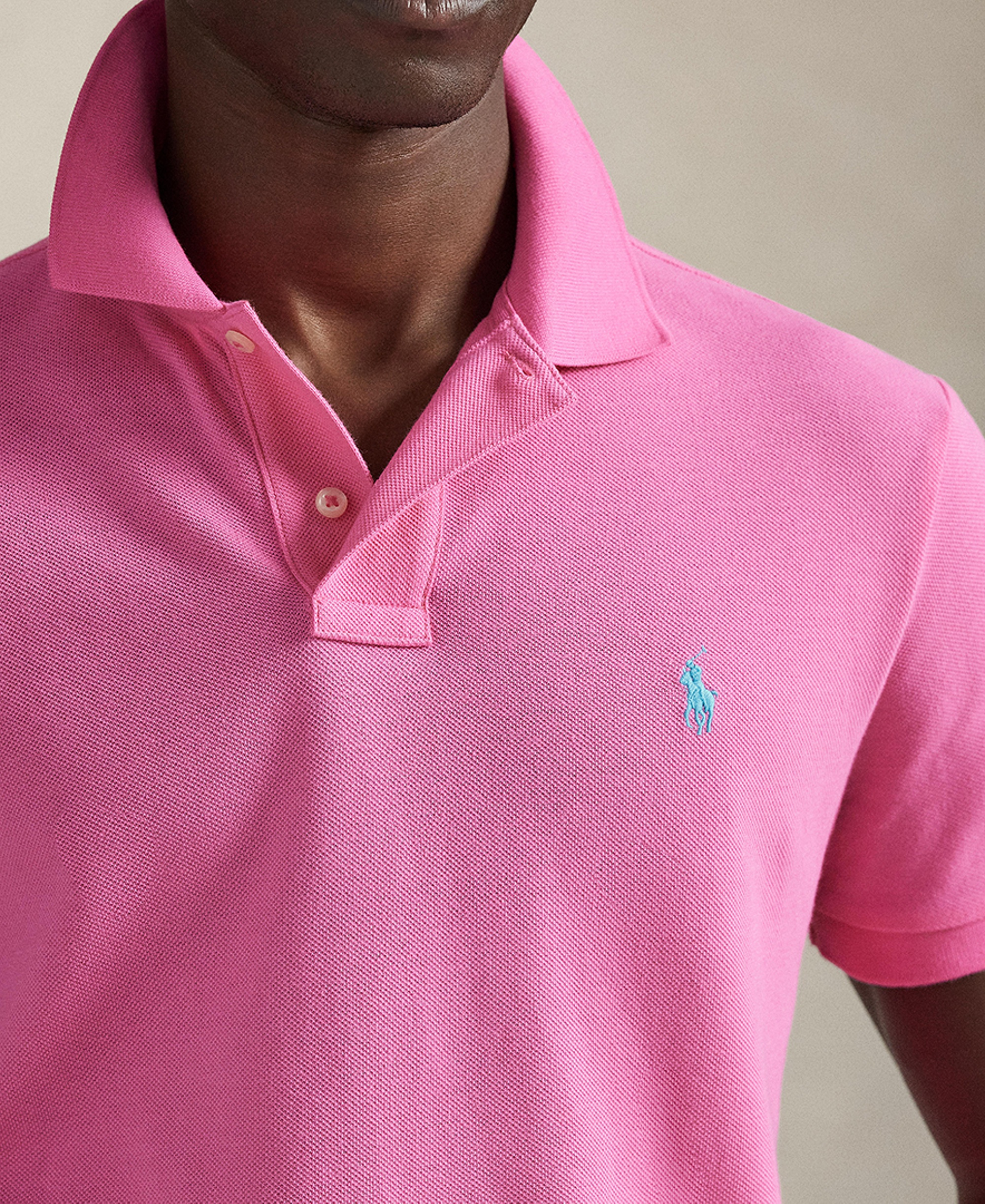 Polo Ralph Lauren Men's Cotton Custom Slim Fit Mesh Polo Shirt - Baja Pink