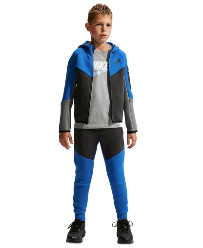 Nike Boys' and Girls' 7-20 Sportswear Tech Fleece Full-Zip Hoodie - Game Royal/Anthracite/Smoke Gray/Black