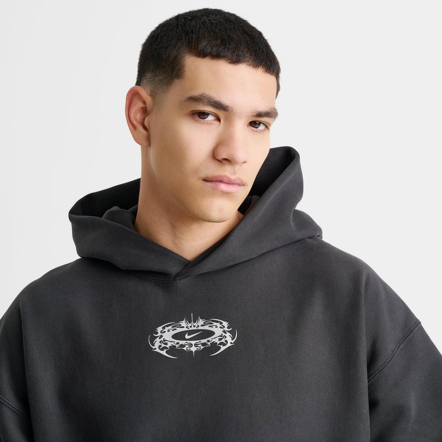 Men's Nike Solo Swoosh Lightning Graphic Fleece Pullover Hoodie - Off Noir