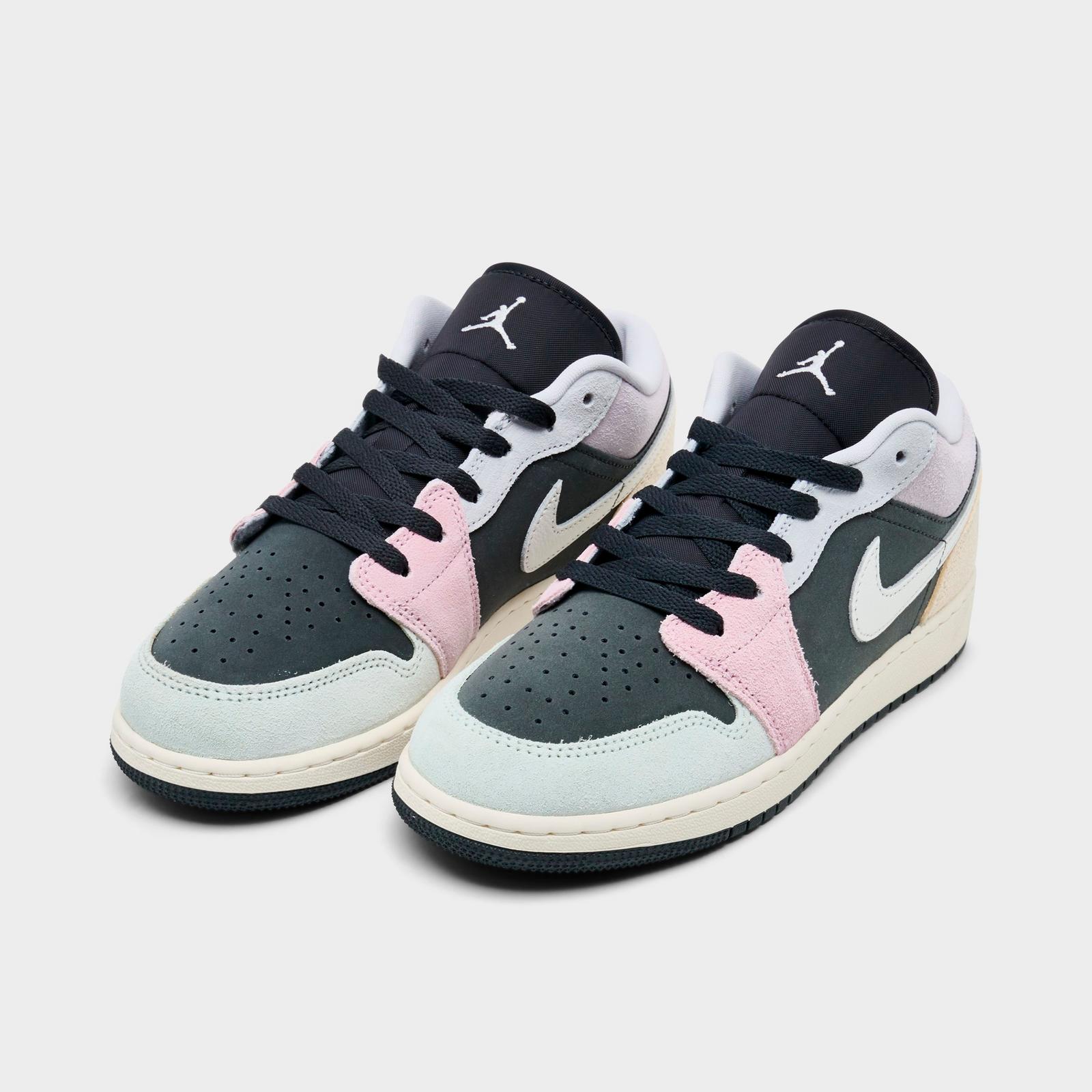 Big Kids' Air Jordan Retro 1 Low SE Casual Shoes - Anthracite/Sail/Muslin/Iris Whisper - view 2