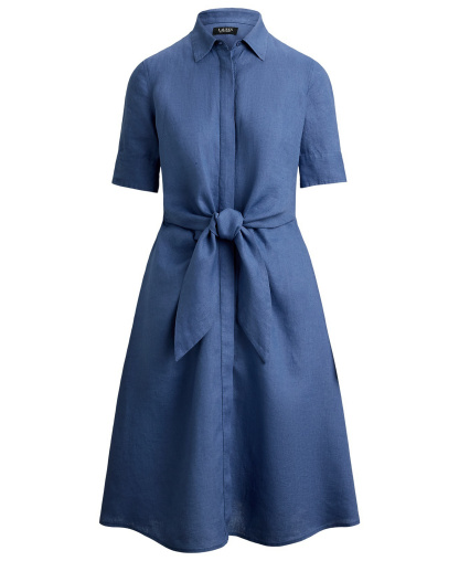 Lauren Ralph Lauren 100% Linen Shirt Dress - Carson Blue