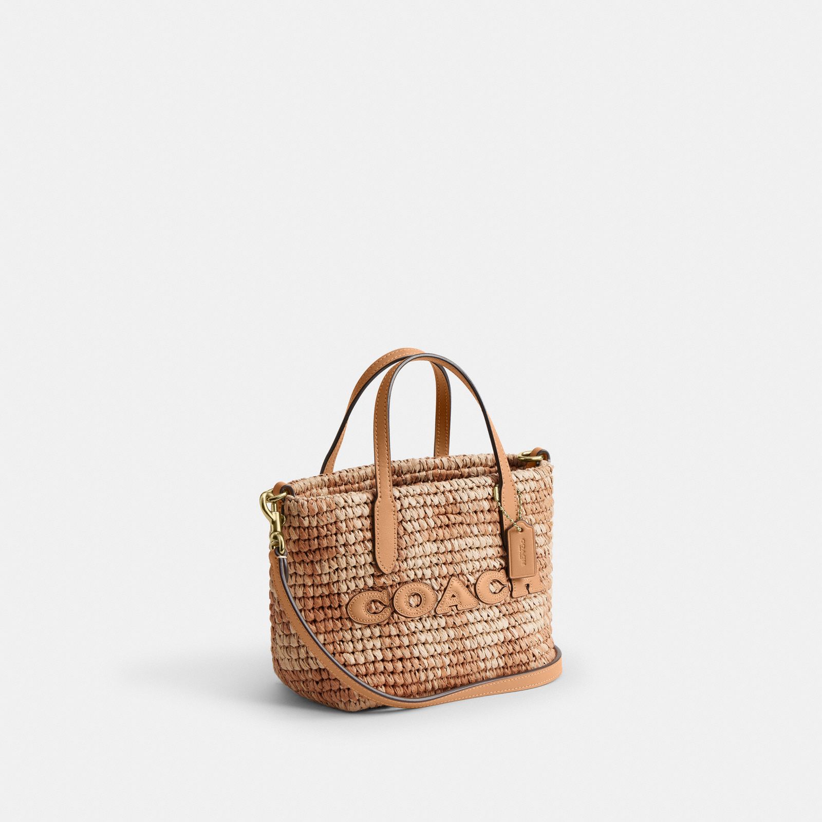 City Mini Tote Bag With Gingham Print - Gold/Tan - view 6