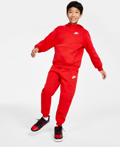 Nike Big Kids Sportswear Club Fleece Hoodie, Jogger Pants & Court Borough Low Recraft Sneakers from Finish Line - Black