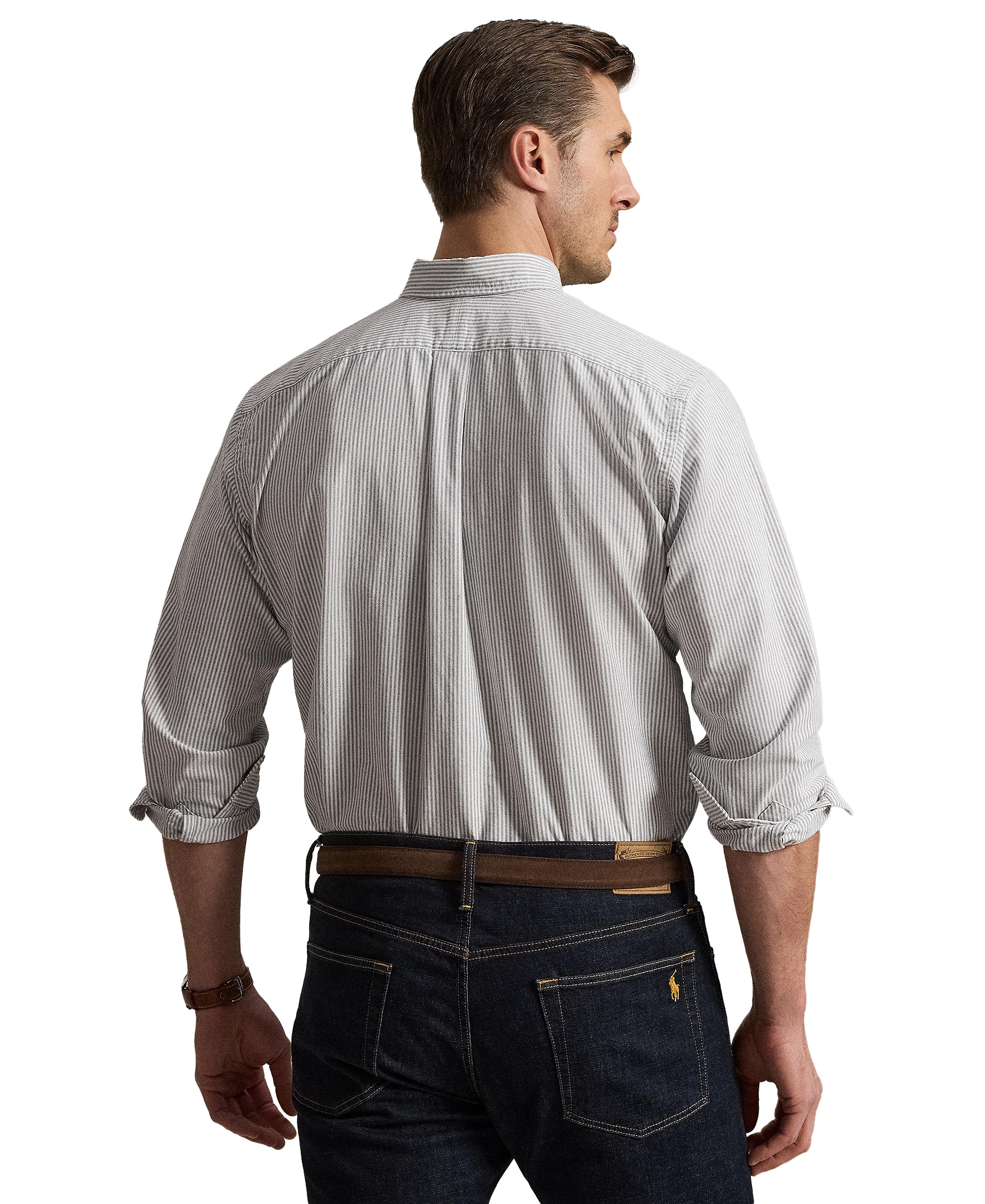 Polo Ralph Lauren Men's Big & Tall Long-Sleeve Oxford Shirt - 6636A Navy/White