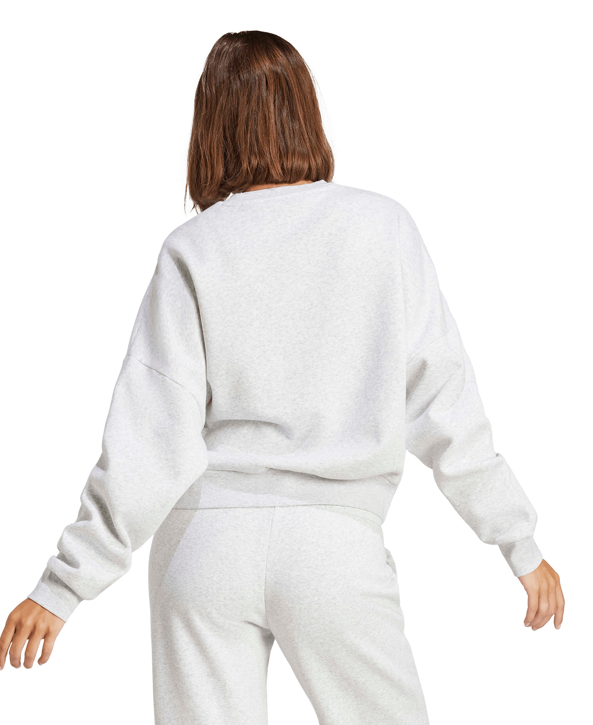 adidas Women's Essentials Crewneck Small-Logo Sweatshirt - Light Gray Heather/White