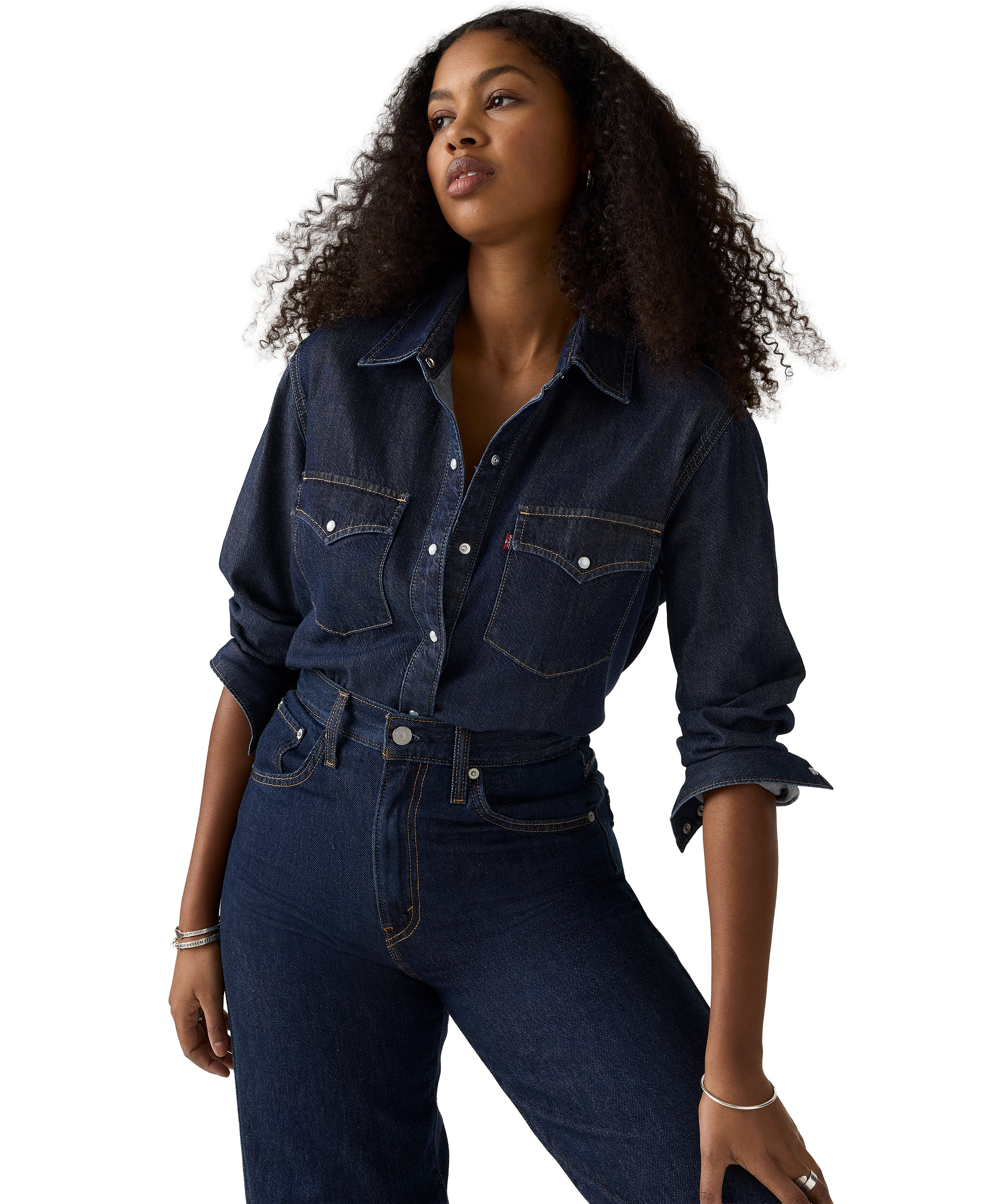 Levi's Women's Evans Relaxed Western Long-Sleeve Denim Shirt - Easy Trail Dark