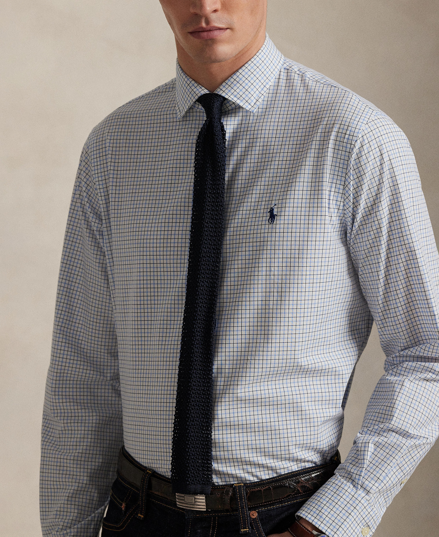 Polo Ralph Lauren Men's Slim-Fit Stretch Shirt - White Blue Multi