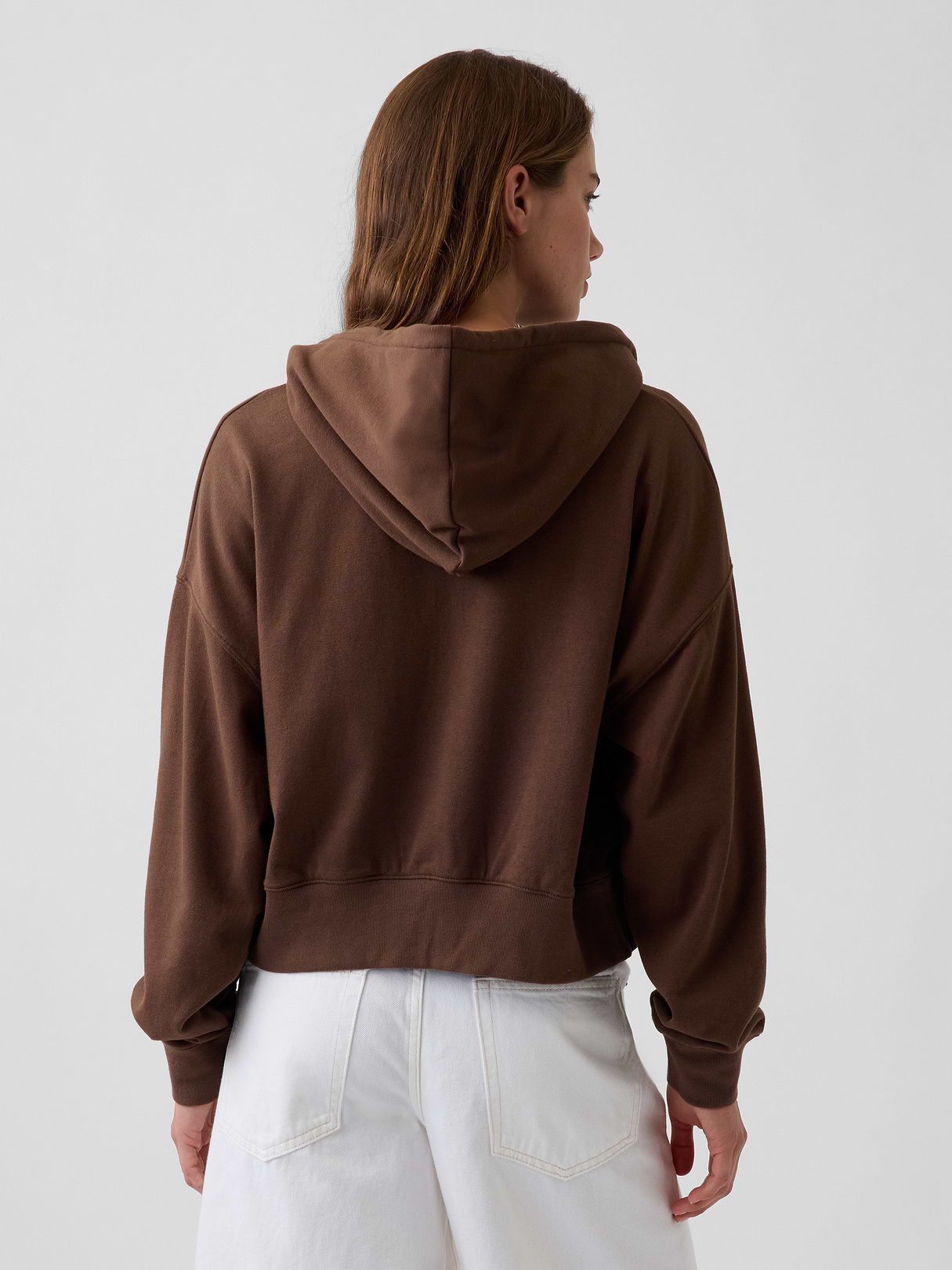 VintageSoft Terry Oversized Wedge Zip Hoodie - Brown