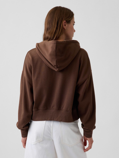 VintageSoft Terry Oversized Wedge Zip Hoodie - Brown