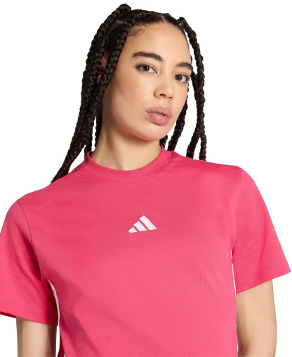 adidas Women's Essentials 3-Stripes Cotton T-Shirt - Power Pink/white