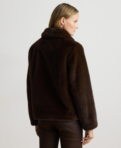 Lauren Ralph Lauren Women's Faux-Fur Collared Lined Coat - Brown