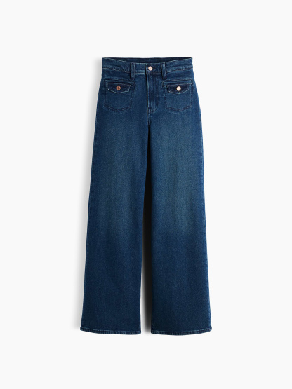 High Rise Stride Wide-Leg Jeans - Medium wash