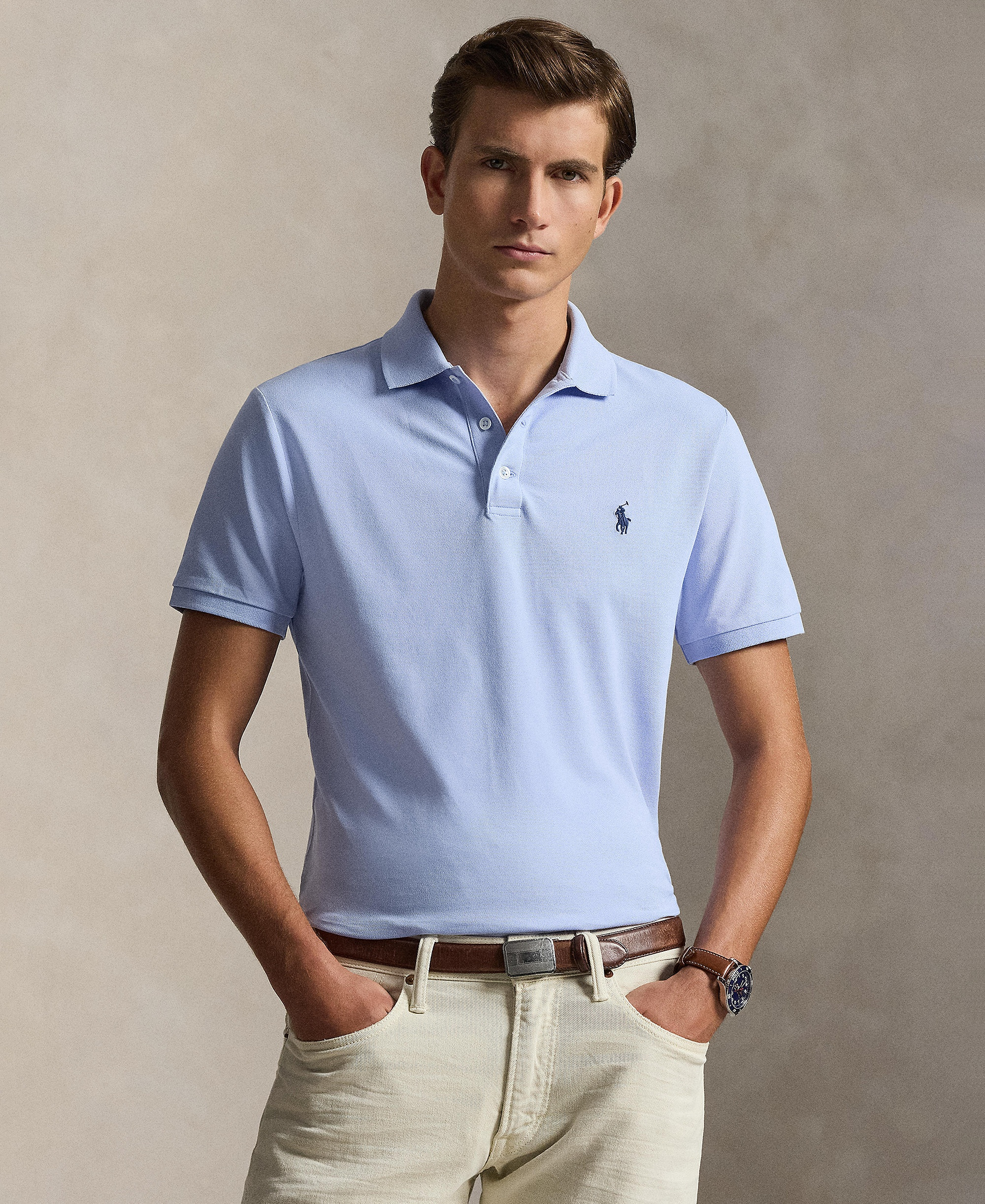 Polo Ralph Lauren Men's Classic-Fit Stretch Mesh Polo Shirt - Pebble Blue