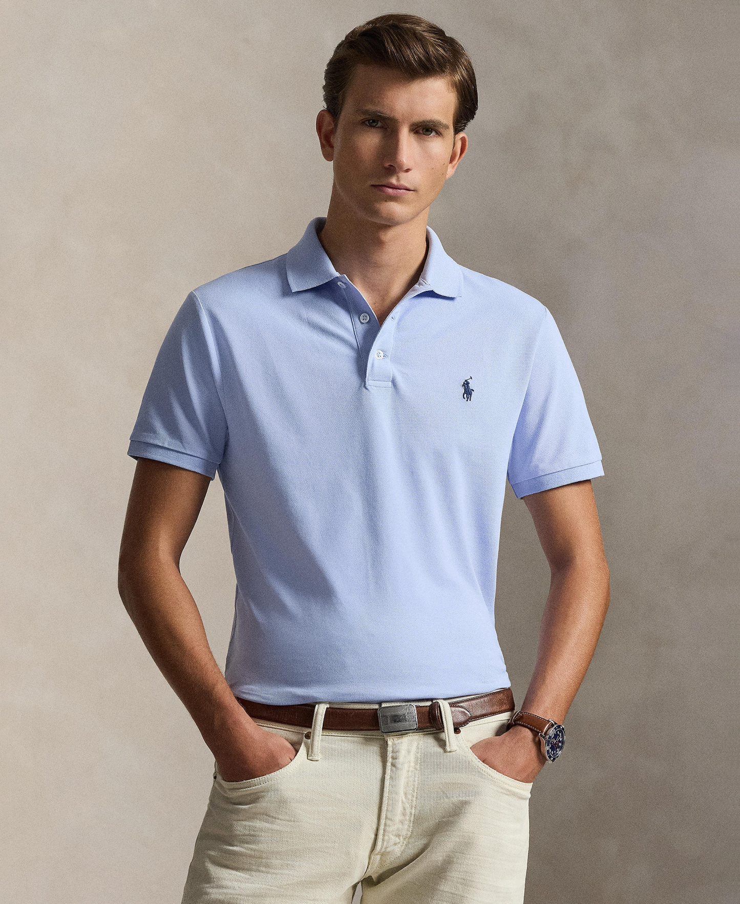 Polo Ralph Lauren Men's Classic-Fit Stretch Mesh Polo Shirt - Pebble Blue