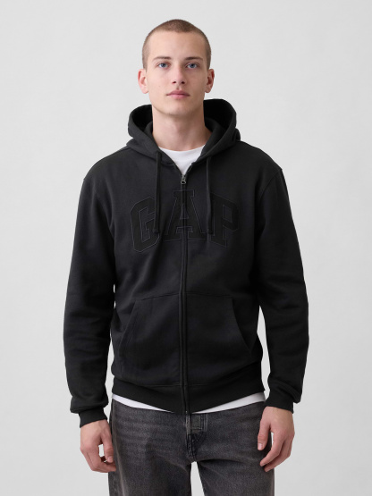 Adult VintageSoft Arch Logo Zip Hoodie - Black grey