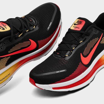 Men's Nike Vomero 18 Running Shoes - Black/Light Crimson/Topaz Gold/Bright Crimson
