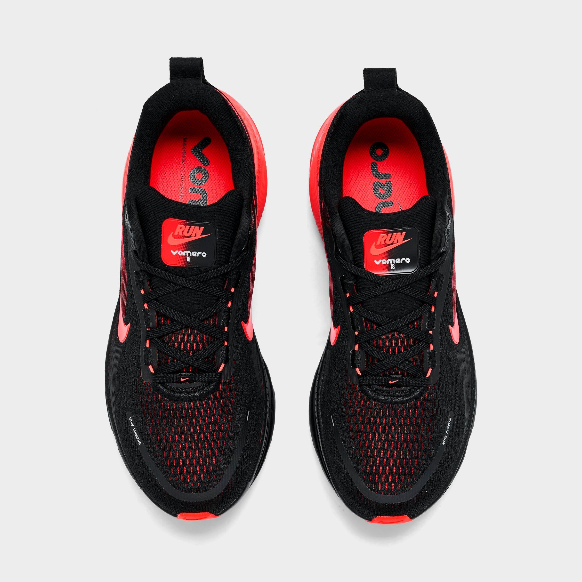 Men's Nithtke Vomero 18 Running Shoes - Part 2 - Black/Bright Crimson/University Red - Top view