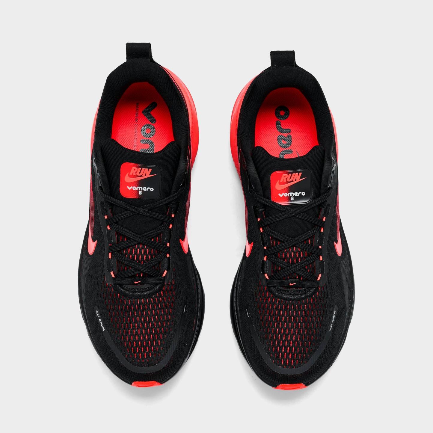 Men's Nithtke Vomero 18 Running Shoes - Part 2 - Black/Bright Crimson/University Red - Top view