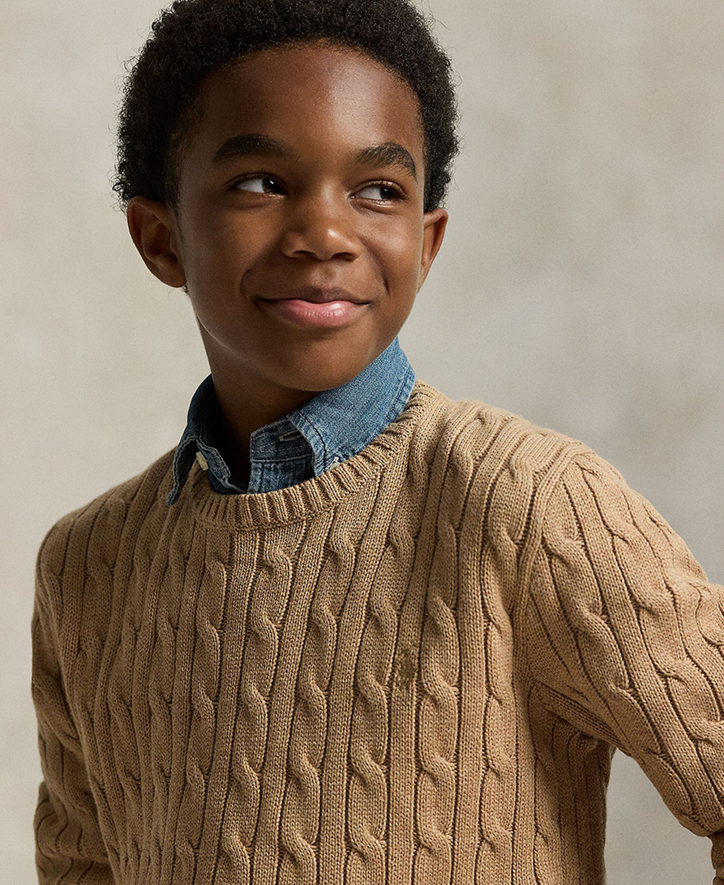 Polo Ralph Lauren Boys' 8-20 Cable-Knit Cotton Sweater - Camel