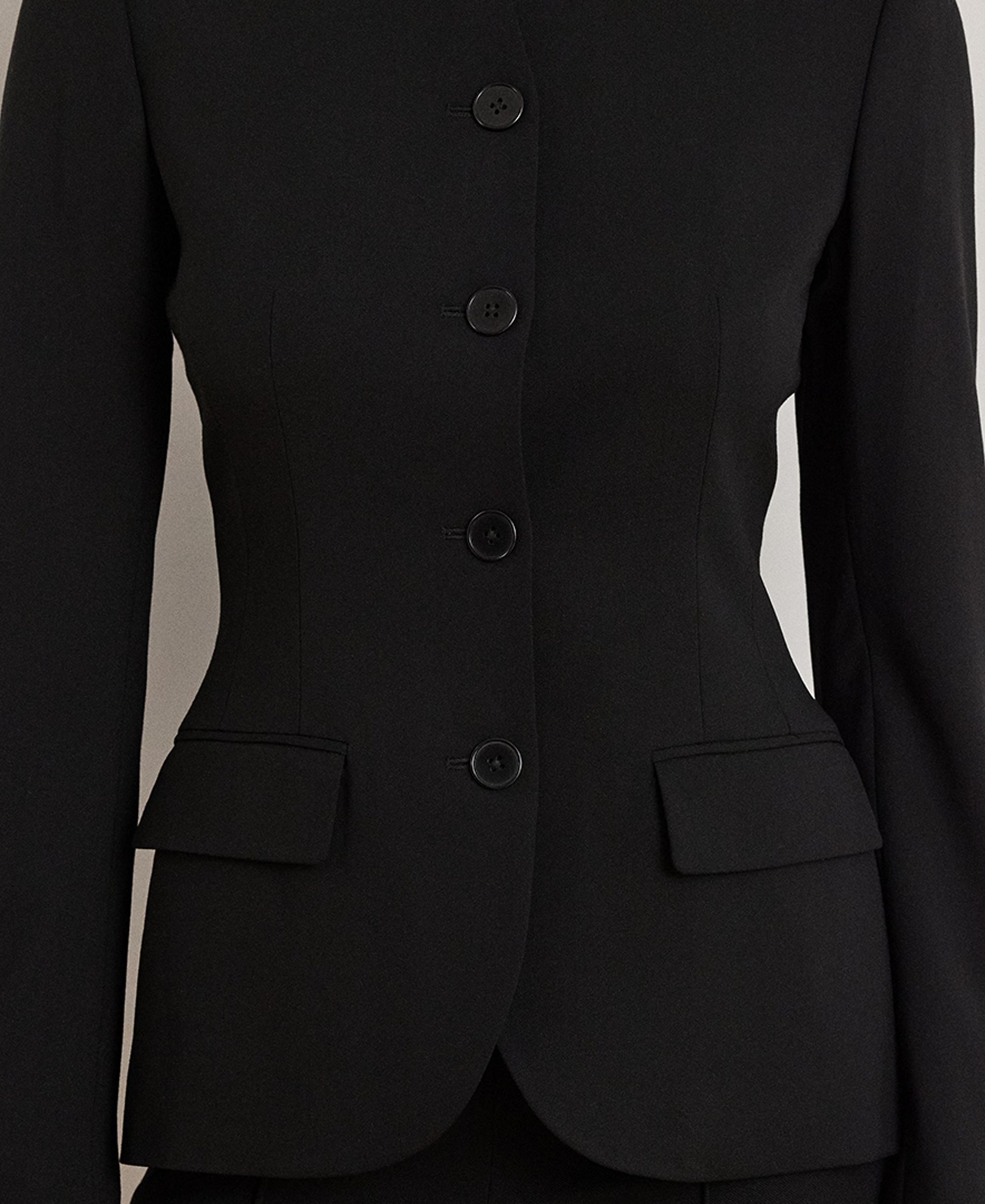 Lauren Ralph Lauren Women's Stretch Lightweight Curved Stand Collar Blazer - Black
