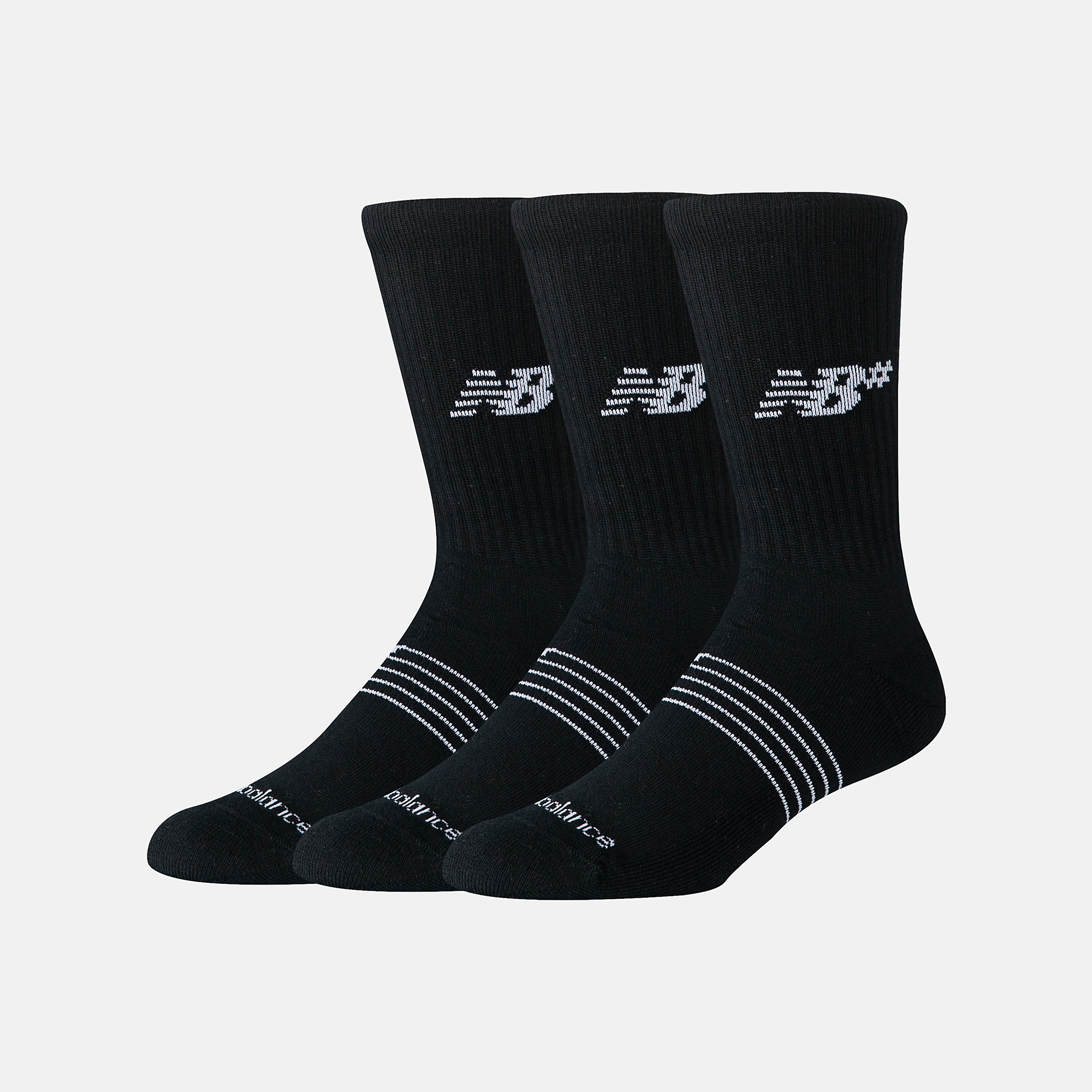 New Balance Active Numeric Crew Socks 3 Pack, AC0048UBK