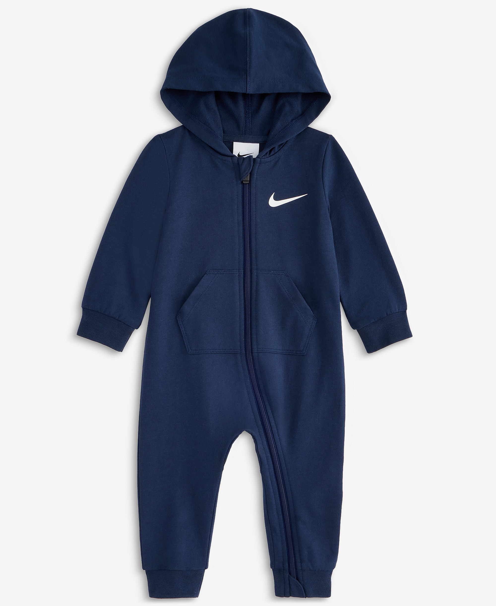 Nike Baby Essentials Hooded French Terry Coverall & 3-Pack Core Ankle Gripper Socks - Gray