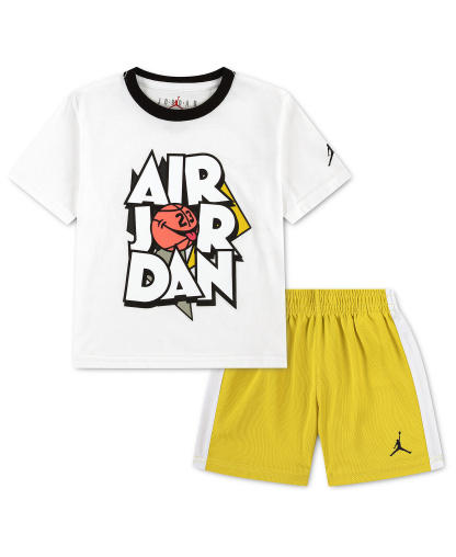 Jordan Boys' 2T-7 Airball Crewneck T-Shirt and Shorts, 2-Piece Set - Bright Citron/Yellow