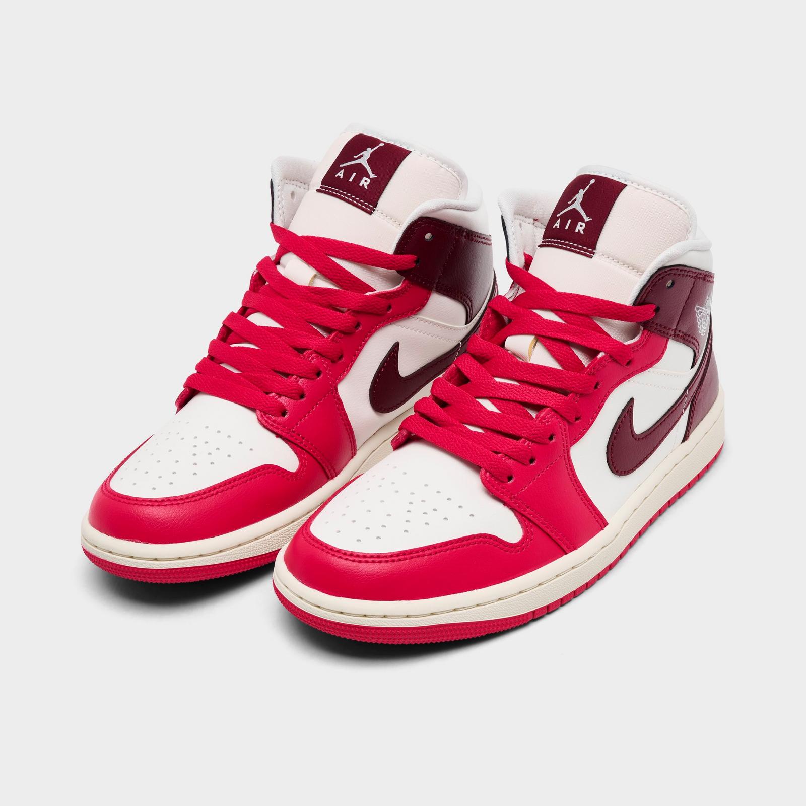 Women's Air Jordan Retro 1 Mid Casual Shoes - Sail/Mystic Hibiscus/Coconut Milk/Dark Team Red - view 2