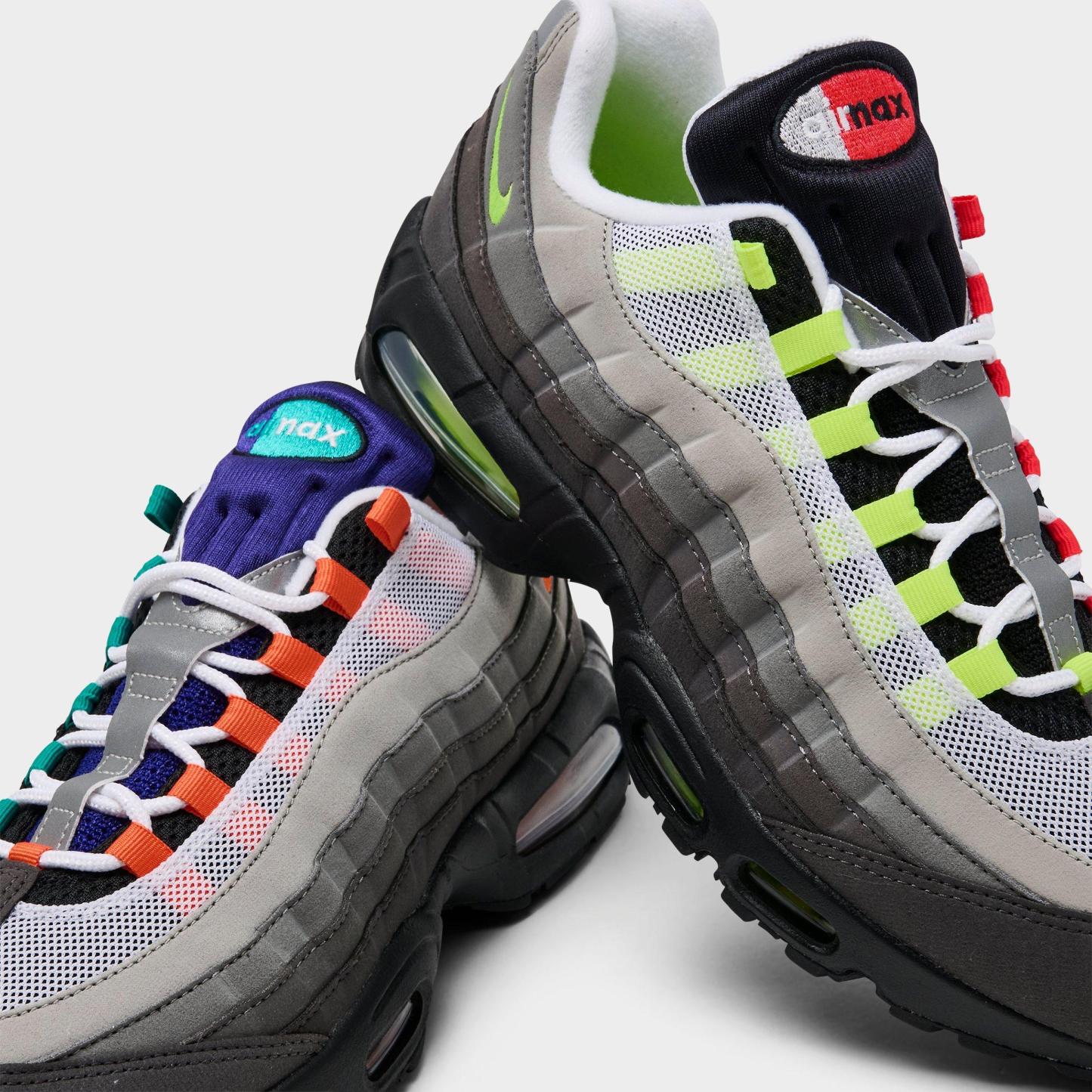 Men's Nithtke Air Max 95 Big Bubble PRM Casual Shoes - Black/Volt/Team Orange/Multi - Detail shot