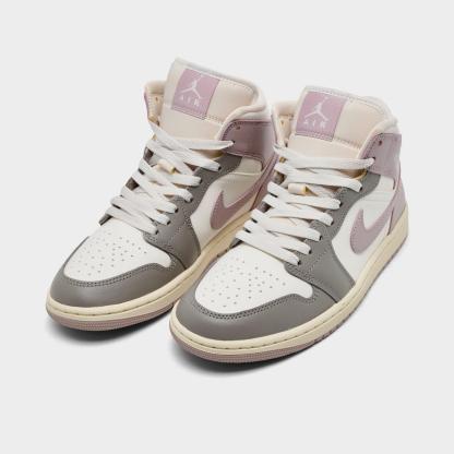 Women's Air Jordan Retro 1 Mid Casual Shoes - Sail/Enigma Stone/Coconut Milk/Particle Rose - view 2
