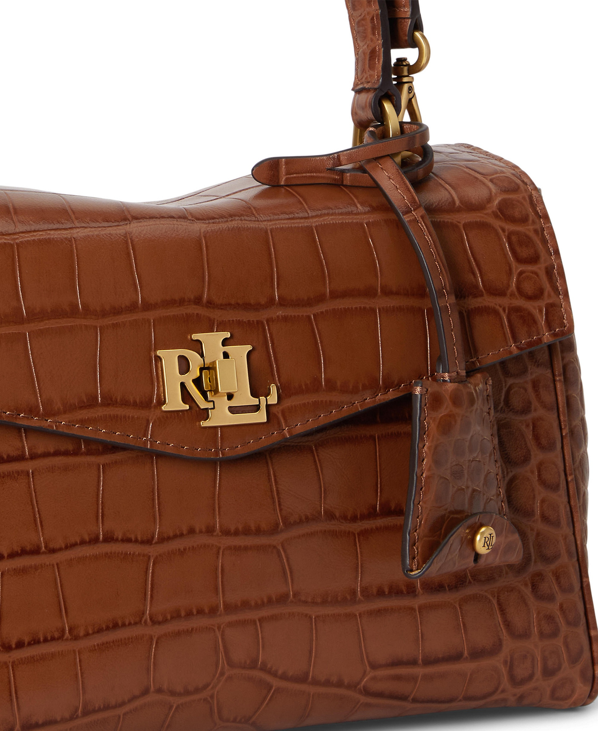 Lauren Ralph Lauren Farrah Embossed Small Soft Satchel Handbag - Lauren Tan