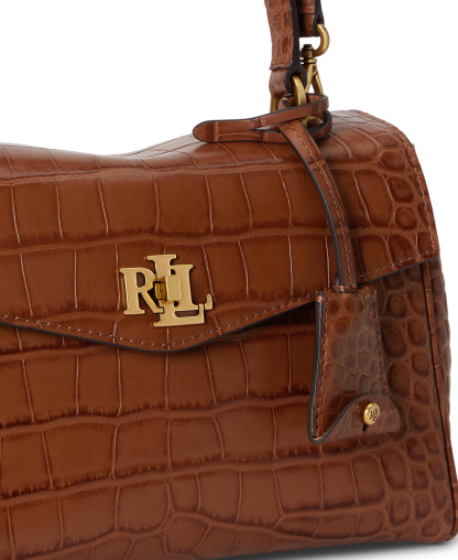 Lauren Ralph Lauren Farrah Embossed Small Soft Satchel Handbag - Lauren Tan