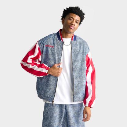 Men's adidas Denim Graphic Track Top - White/Dark Blue - view 1