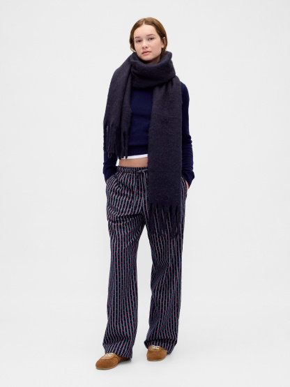 Adult Softest Flannel PJ Pants - Navy blue hearts & stripe