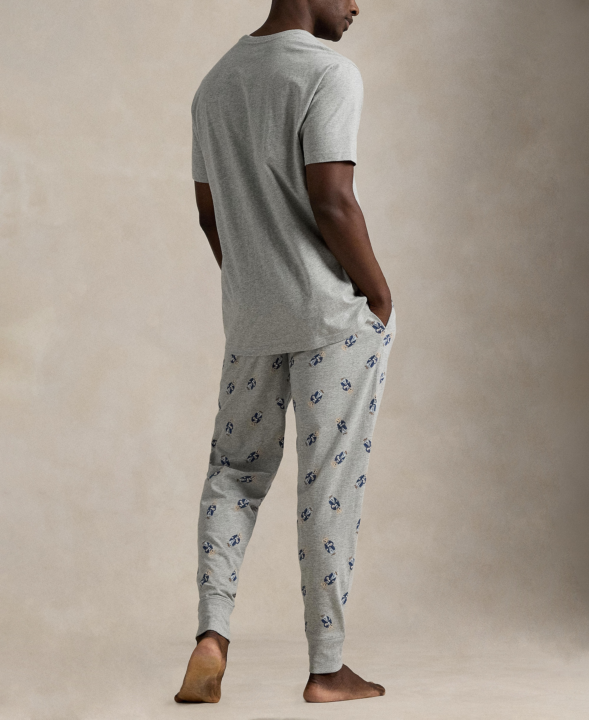 Polo Ralph Lauren Men's Short-Sleeve T-Shirt and Jogger Pants, 2-Piece Set - Andover Heather/ Morning Robe Bear