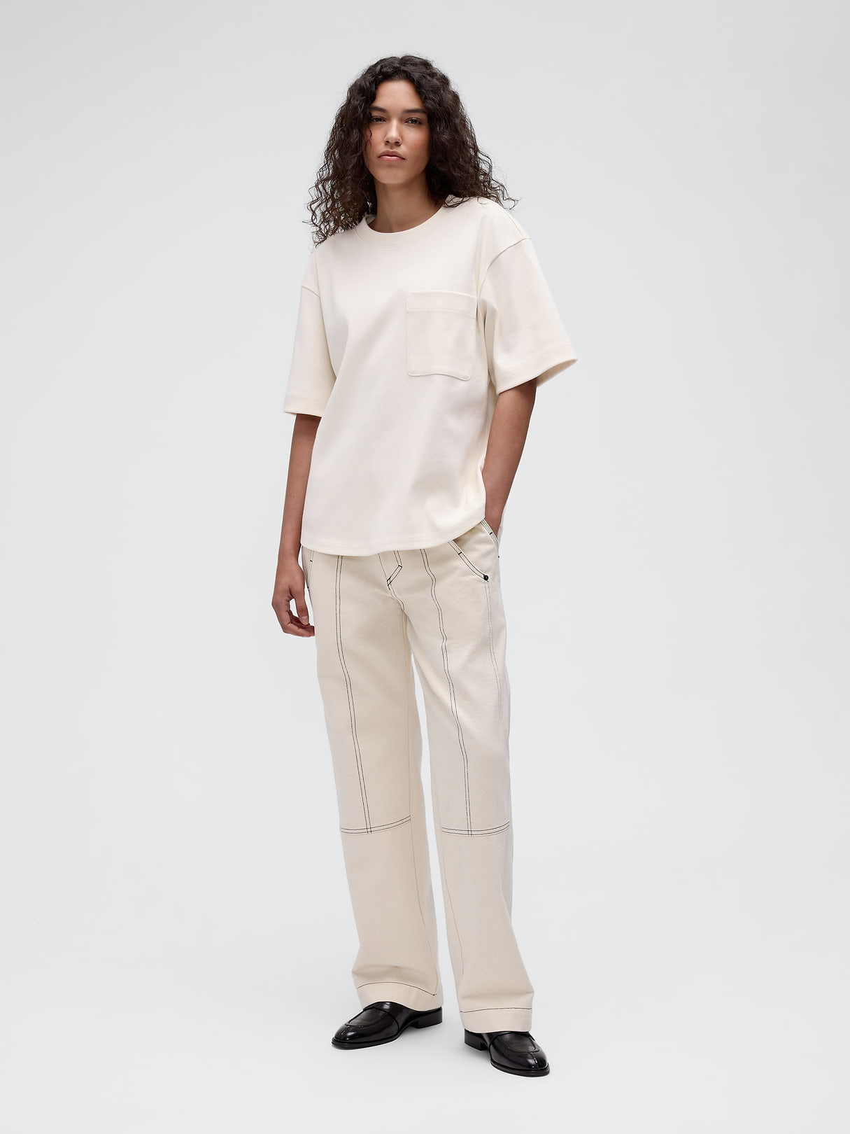 GapStudio Relaxed Utility Jeans - Ecru rinse