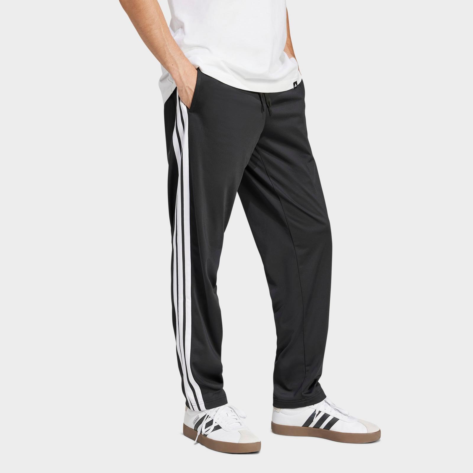 Men's adidas 3-Stripes Tricot Open Hem Track Pants - Black - view 2