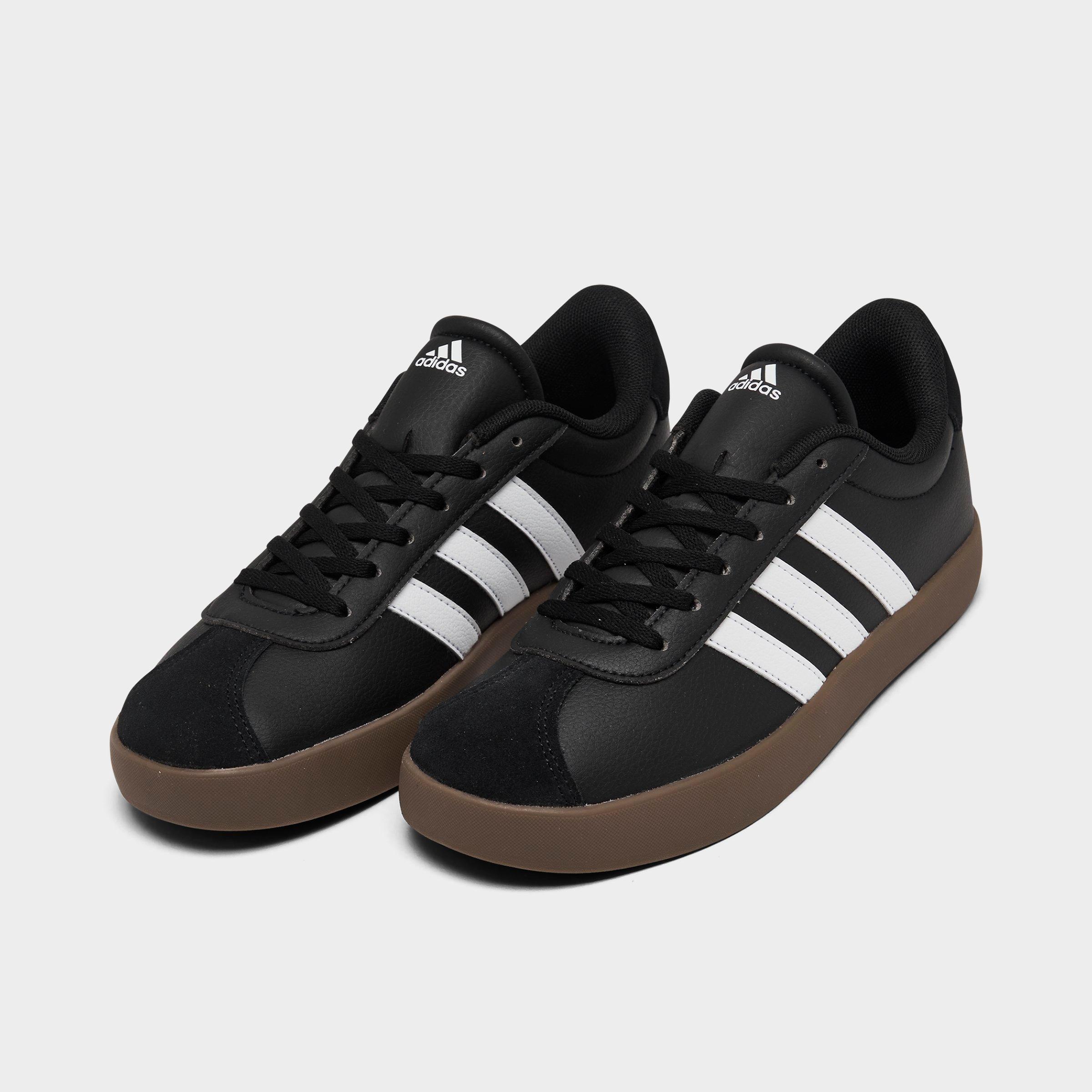 Big Kids' adidas VL Court 3.0 Skateboarding Casual Shoes - Core Black/Cloud White/Gum - Both shoes facing left