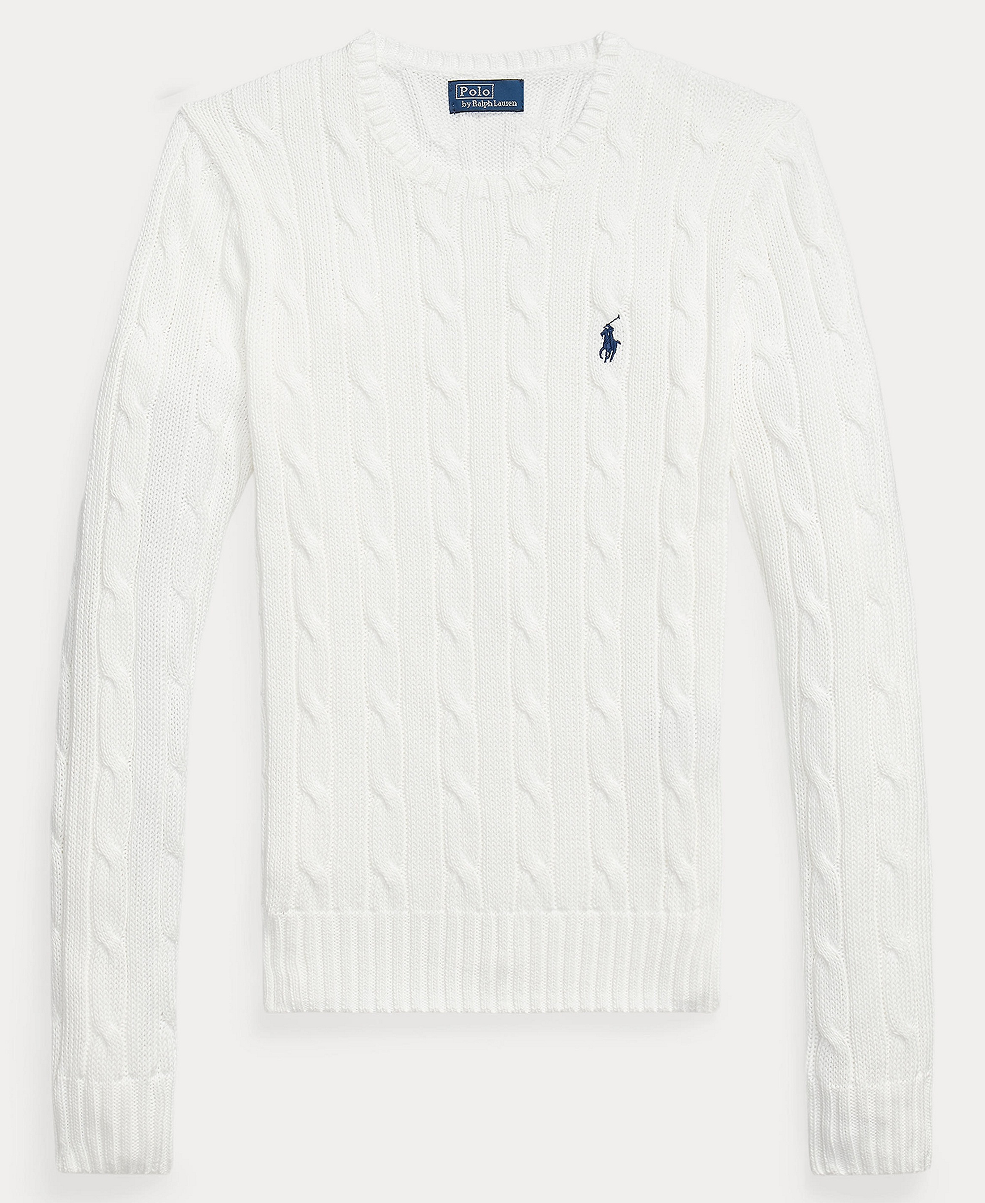 Polo Ralph Lauren Women's Cable-Knit Cotton Crewneck Sweater - Classic White
