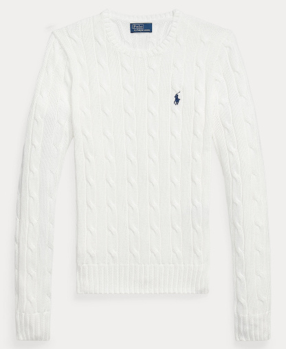 Polo Ralph Lauren Women's Cable-Knit Cotton Crewneck Sweater - Classic White