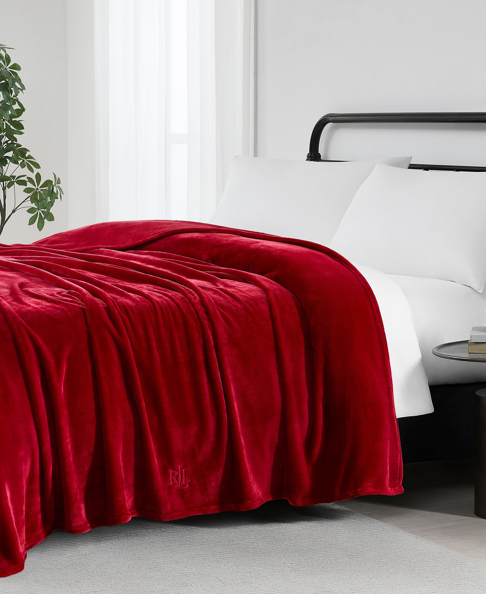 Lauren Ralph Lauren Micromink Plush Blanket, Twin - Red