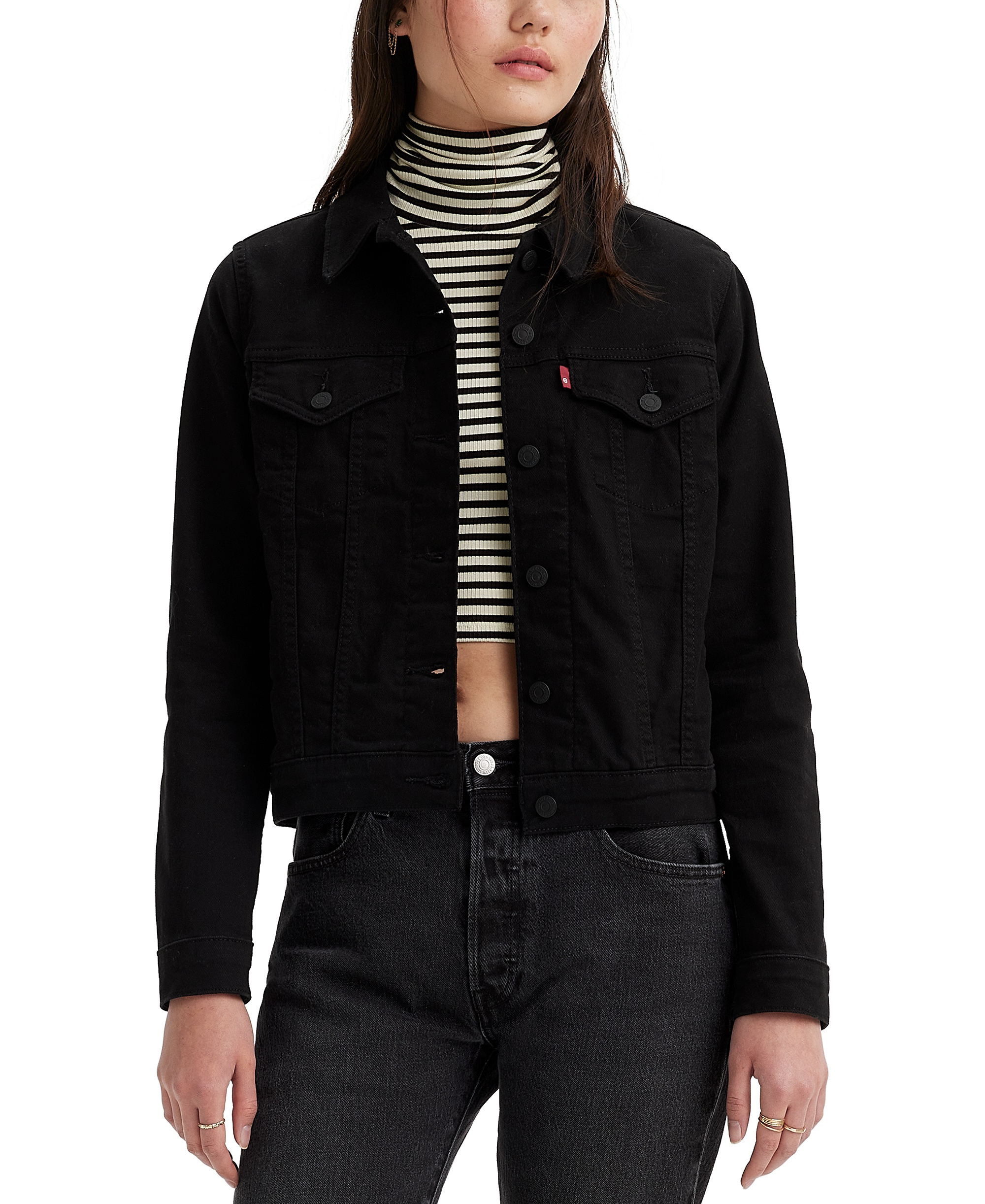 Levi's Women's Original Cotton Denim Trucker Jacket - Black And Black