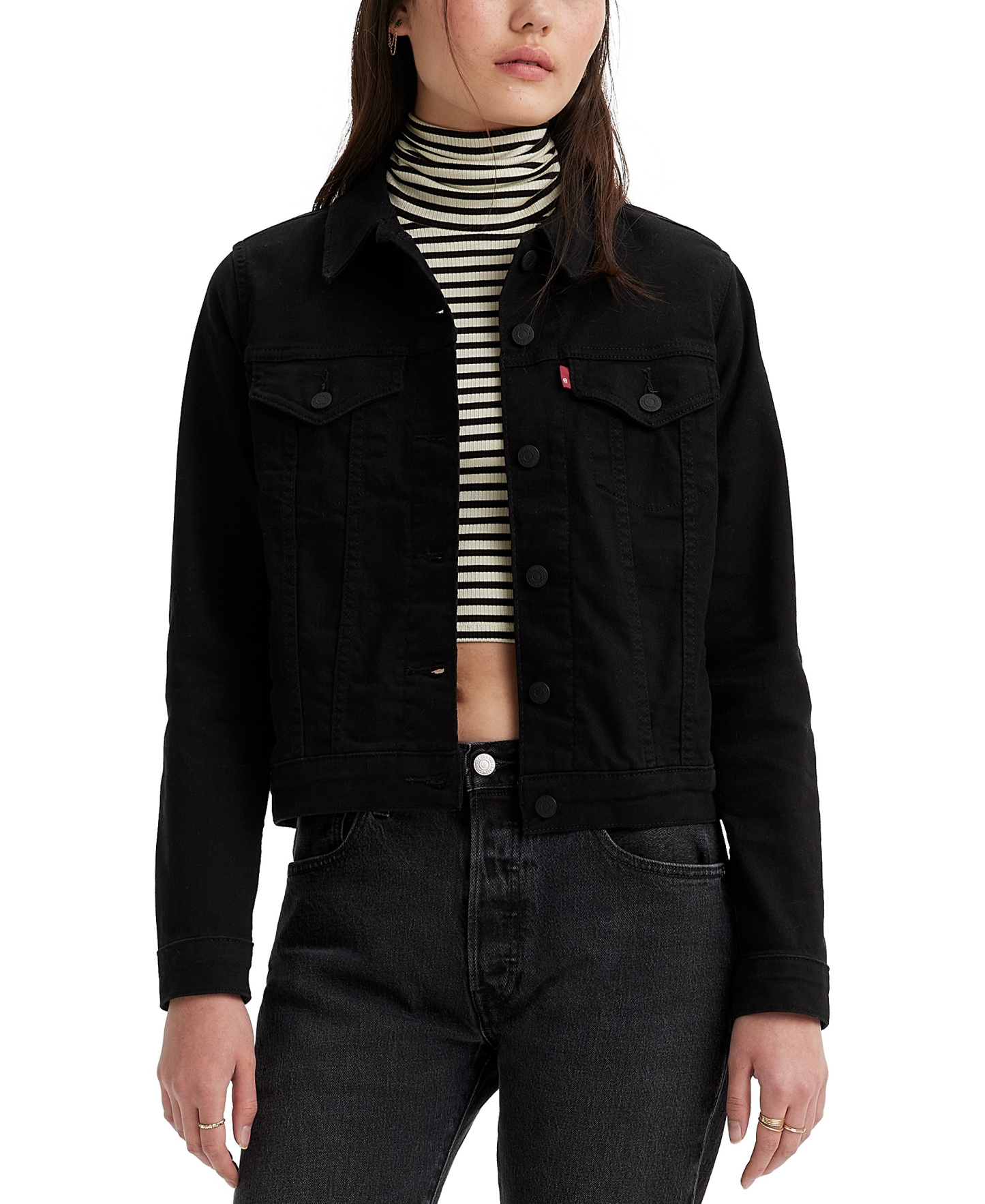 Levi's Women's Original Cotton Denim Trucker Jacket - Black And Black