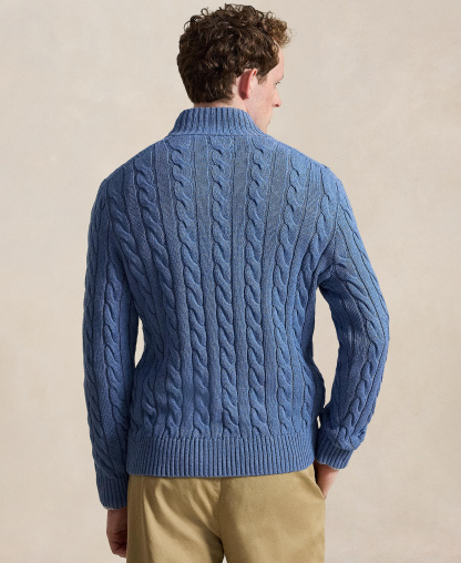 Polo Ralph Lauren Men's Cable-Knit Cotton Sweater - Blue Borage Heather