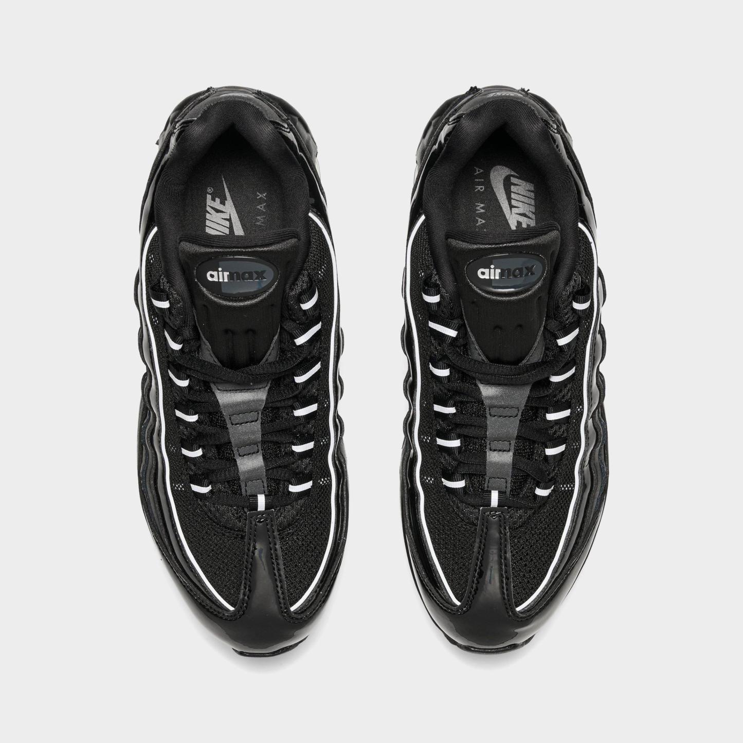 Women's Nithtke Air Max 95 Big Bubble Casual Shoes - Part 2 - Black/Reflect Silver/White/Metallic Silver - Top view