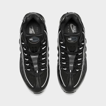 Women's Nithtke Air Max 95 Big Bubble Casual Shoes - Part 2 - Black/Reflect Silver/White/Metallic Silver - Top view