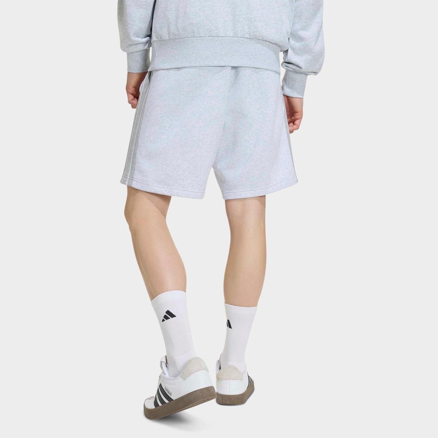Men's adidas Essentials 3-Stripes Fleece Shorts - Light Grey Heather/Medium Grey Heather