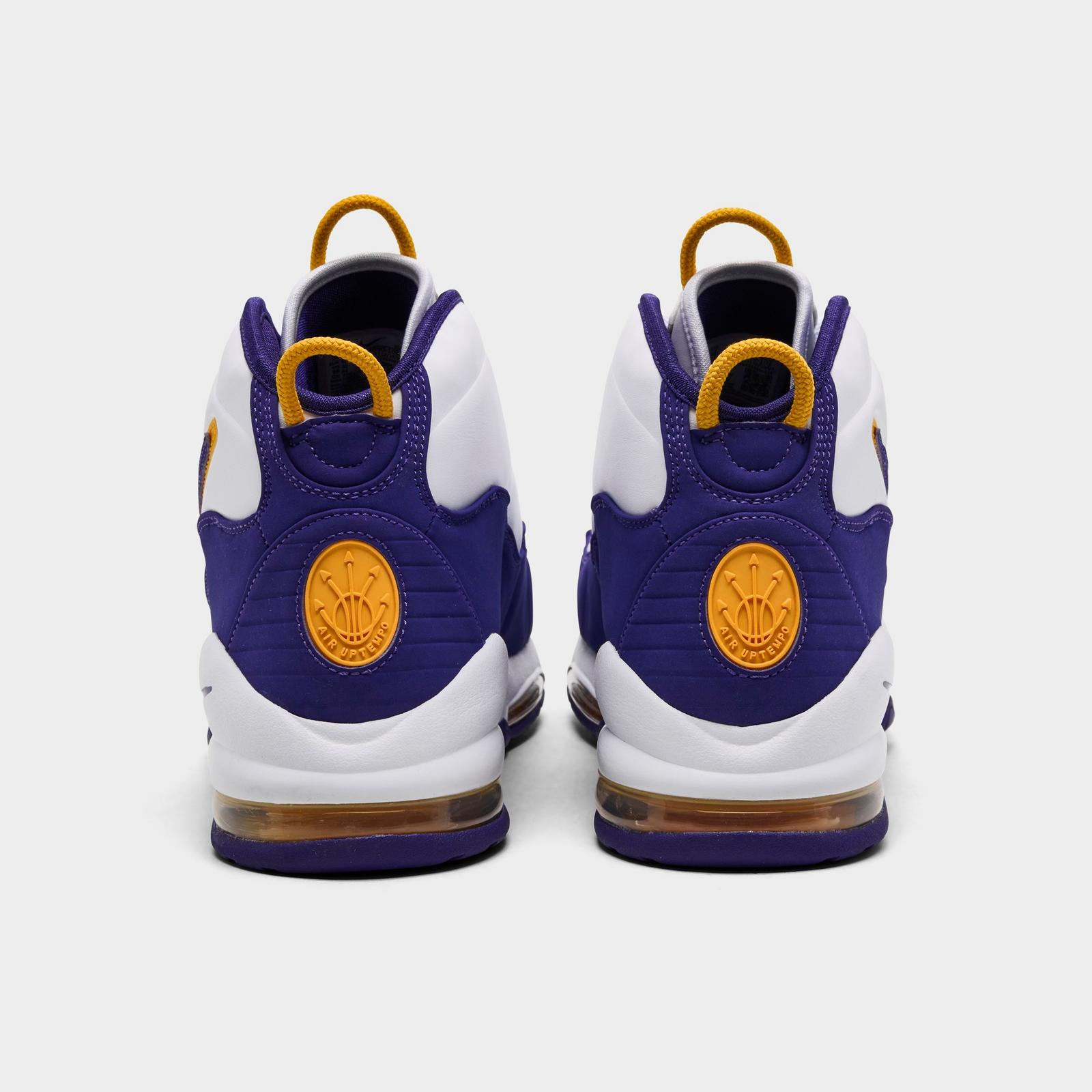Men's Nike Air Max Uptempo Basketball Shoes - White/Court Purple/White/University Gold